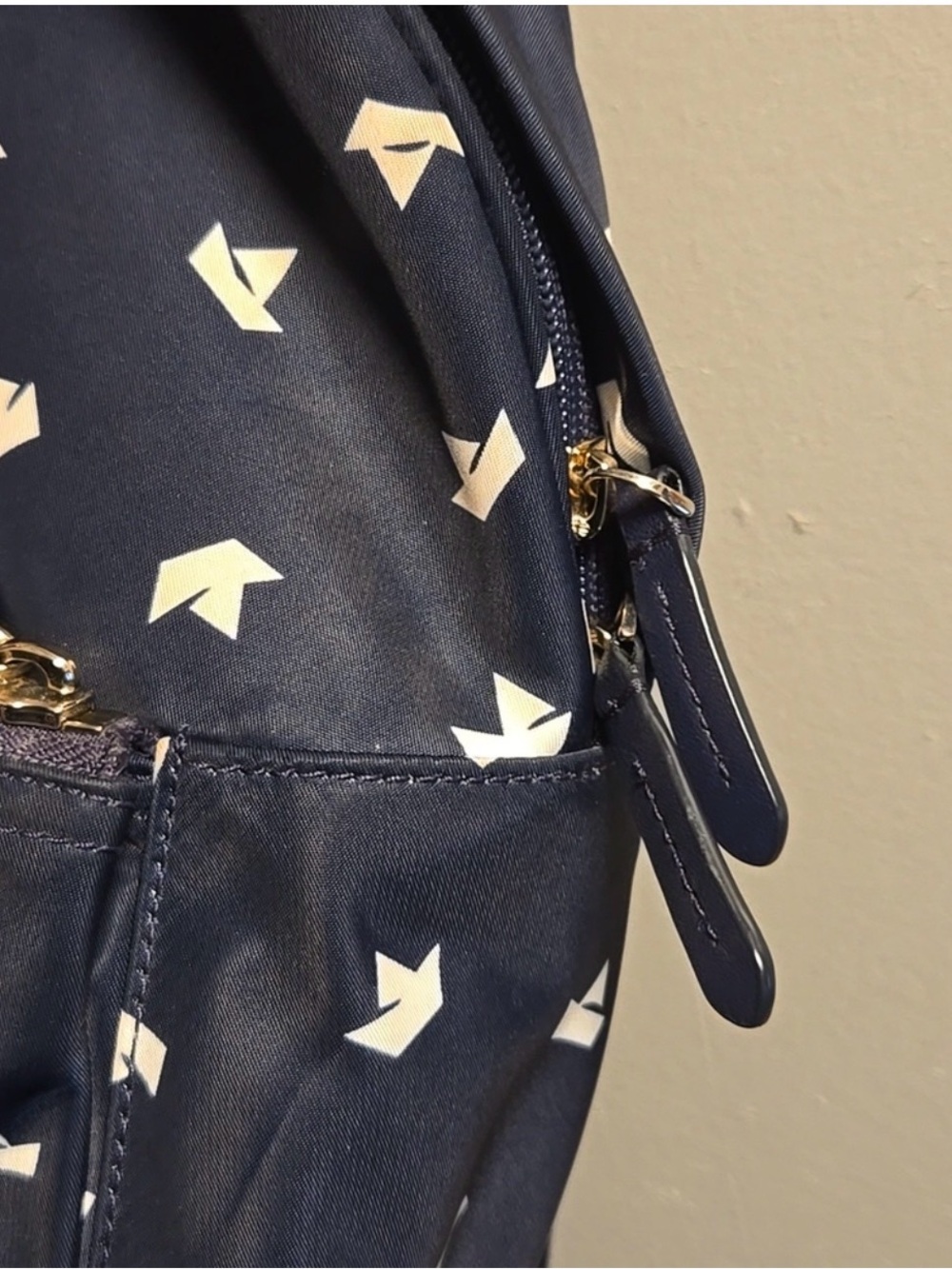 kate spade Navy Mini Backpack with White Origami Paper Boat Print - Picture 8 of 15